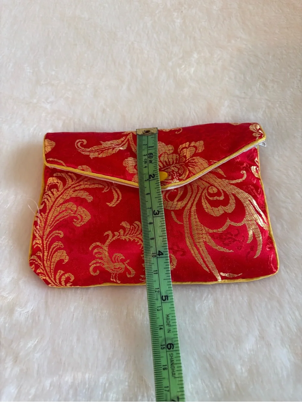 Red Floral Brocade jewelry pouches Envelope Clutch style -